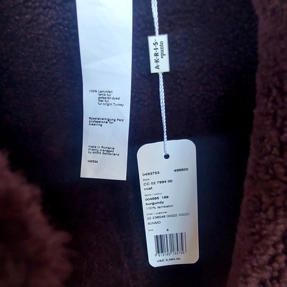Akris Punto Burgundy Reversible Lamb Shearling Coat Size 6 nwt $3490 Current - Picture 9 of 16